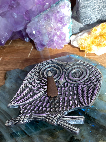 Metal Owl Incense Burner Tray